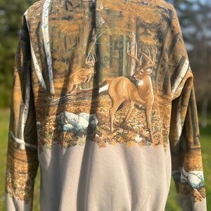 ARTISANS Sweater | Vintage 90s Deer Hunting Nature Pocket Long Sleeve | XL